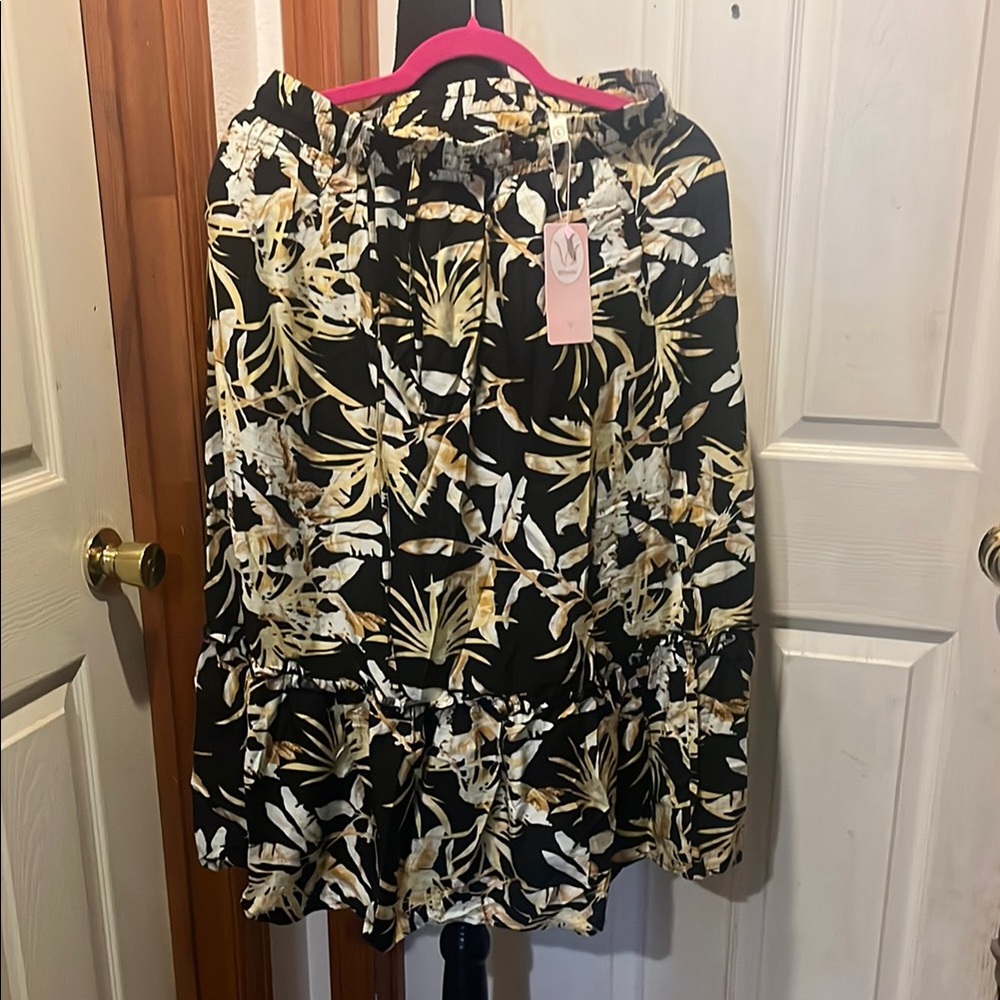 Tropical Black and Gold Skirt